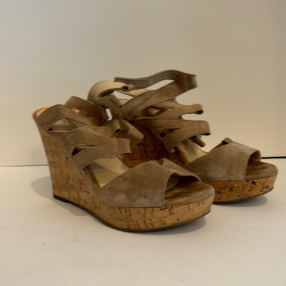Michael Alli Tan Suede lace up wedge